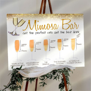 Poster Sinal de barra de Mimosa com purpurina dourada par