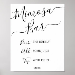 Poster Sinal de Barra de Mimosa de Caligrafia Preta para