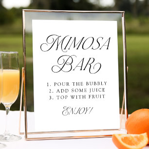 Poster Sinal de barra de Mimosa de casamento com tipograf