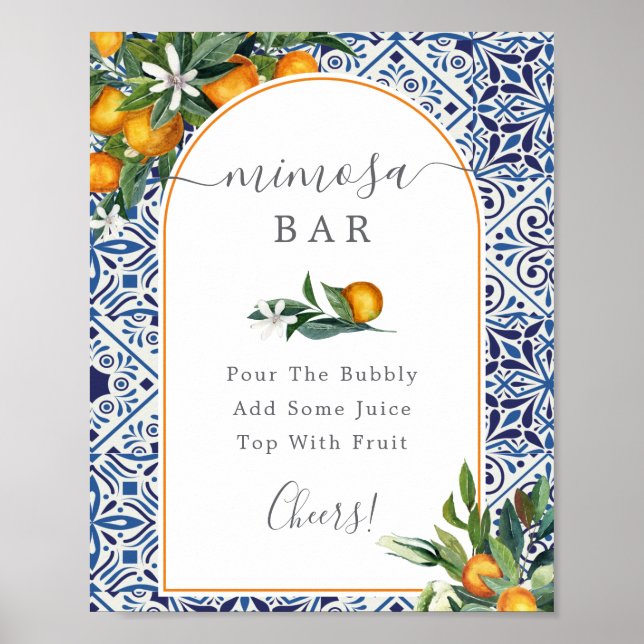 Poster Sinal de barra de Mimosa de cítricos e ladrilhos (Frente)