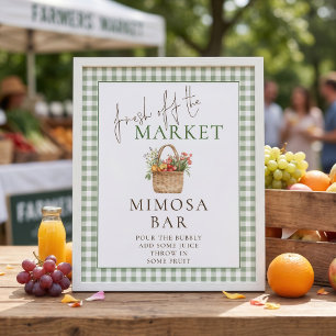Poster Sinal de Barra de Mimosa de Mercado de Gingham par