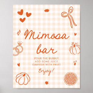 Poster Sinal de barra de Mimosa desenhado à mão em xadrez