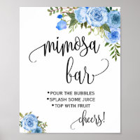 Sinal de barra de Mimosa Floral Azul Casamento Chá