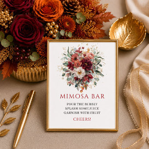Poster Sinal de barra de mimosa floral boho cobre trendy