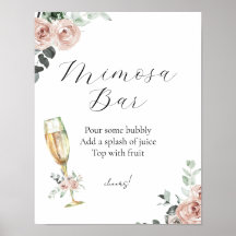 Sinal de barra de Mimosa floral de Brunch e Bubbly