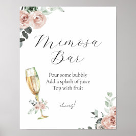 Poster Sinal de barra de Mimosa floral de Brunch e Bubbly