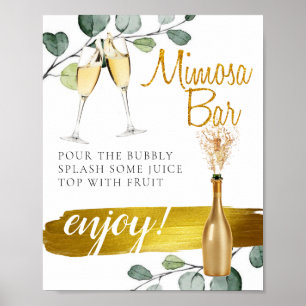 Poster Sinal de barra de Mimosa para Brunch de Noiva com