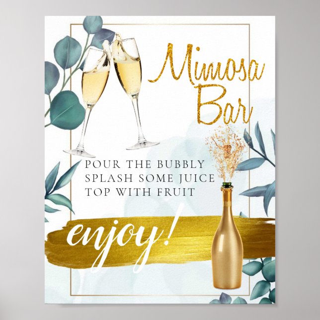 Poster Sinal de barra de Mimosa para Brunch de Noiva com  (Frente)