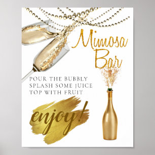 Poster Sinal de Barra de Mimosa para Brunch de Noiva Eleg