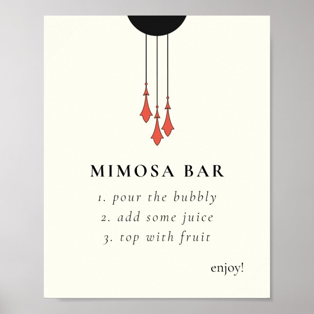 Poster Sinal de barra de Mimosa para casamento à meia-noi (Frente)