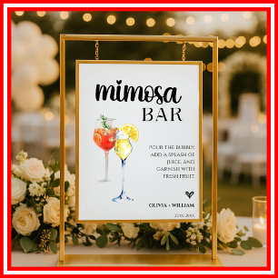 Poster Sinal de Barra de Mimosa para Casamento em Letra d