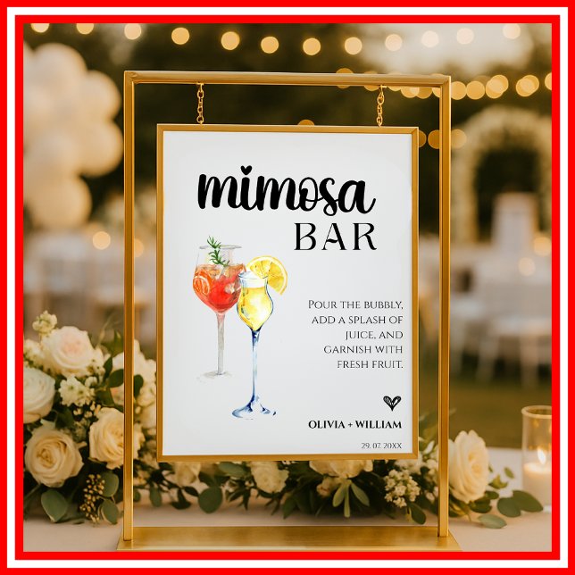 Poster Sinal de Barra de Mimosa para Casamento em Letra d (Criador carregado)