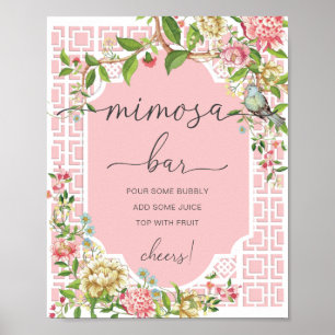 Poster Sinal de barra de Mimosa para chá de bebê com Chin