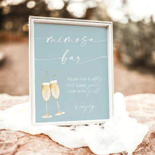 Poster Sinal de Barra de Mimosa para Chá de Noiva Boho   