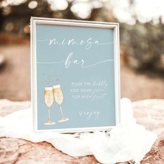 Poster Sinal de Barra de Mimosa para Chá de Noiva Boho |  (Criador carregado)