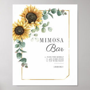 Poster Sinal de barra de Mimosa para chá de noiva com gir