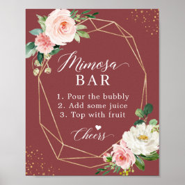Poster Sinal de Barra de Mimosa para Chá de Noiva com Ros