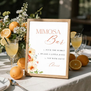 Poster Sinal de barra de Mimosa para chá de noiva floral
