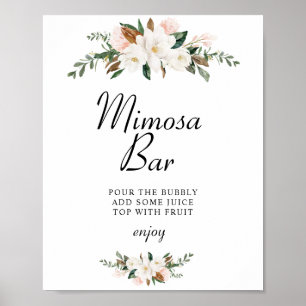 Poster Sinal de barra de mimosa para chá de noiva floral 