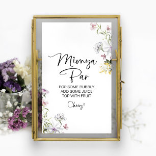 Poster Sinal de barra de Mimosa para chá de noiva Wildflo