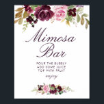 Poster sinal de barra de mimosa para chá de panela de flo<br><div class="desc">Um design floral com belos girassóis e uma cor azul naval elegante. O texto e as cores neste cartaz de sinal podem ser editados.</div>