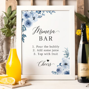Poster Sinal de barra de Mimosa para chá de panela floral