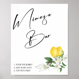 Poster Sinal de Barra de Mimosa para Chuveiro de Noiva Pr