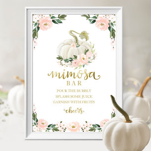 Poster Sinal de barra de Mimosa rosa dourado para chá de