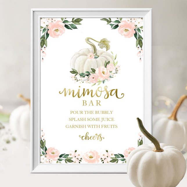 Poster Sinal de barra de Mimosa rosa dourado para chá de  (Criador carregado)