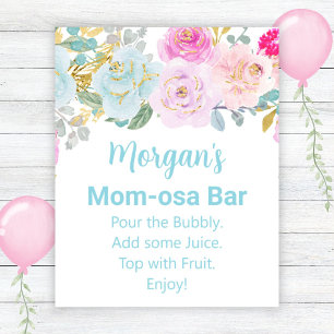 Poster Sinal de barra de Mom-osa para chá de bebê menino 