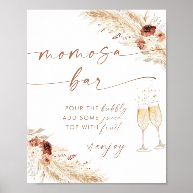 Poster Sinal de barra de Momosa para chá de bebê Boho | S (Frente)