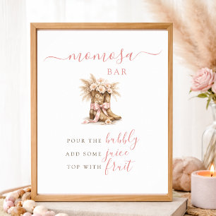 Poster Sinal de barra de Momosa para Chá de Bebê de Cowgi