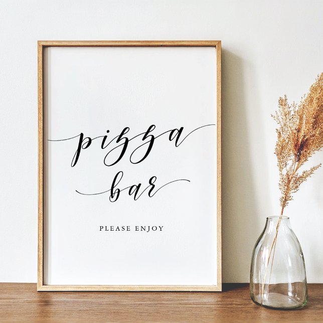 Poster Sinal de Barra de Pizza de Casamento de Caligrafia (Criador carregado)