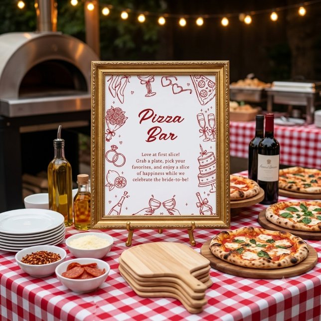Poster Sinal de Barra de Pizza de Churrasco de Noiva Ital (Criador carregado)