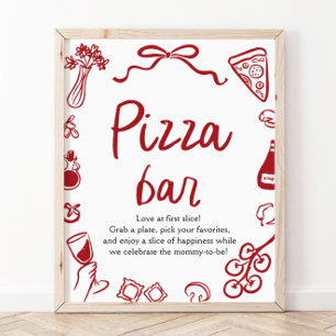 Poster Sinal de barra de pizza 'That's amore' desenhado à