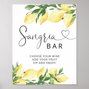 Poster Sinal de barra de sangria de limão elegante aquare