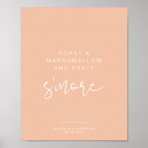 Poster Sinal de Barra de S'mores Cor de Laranja Pastel Vi
