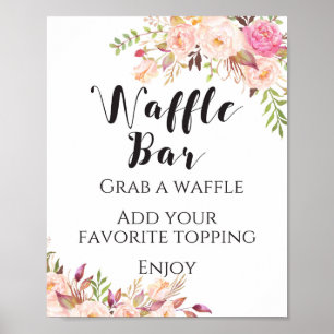 Poster Sinal de barra de waffle floral Boho
