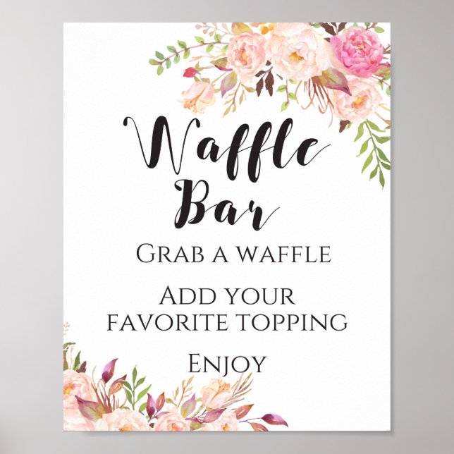 Poster Sinal de barra de waffle floral Boho (Frente)