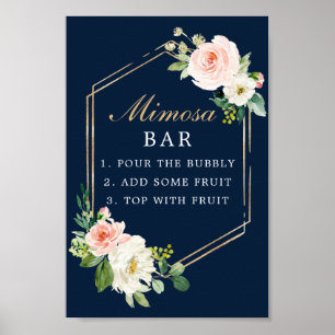 Poster Sinal de Barra Mimosa Azul Naval Dourado
