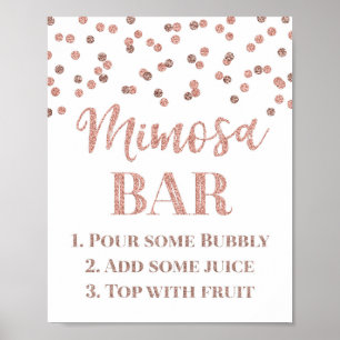 Poster Sinal de Barra Mimosa Confete Dourado Rosa Casamen