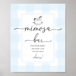 Poster Sinal de Barra Mimosa de Xadrez Azul Cavalo de Pau