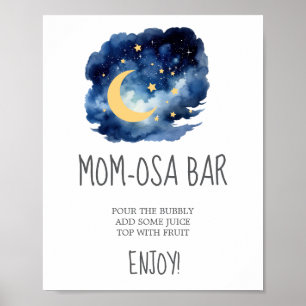 Poster Sinal de Barra Mom-osa Lua e Estrelas Mãe