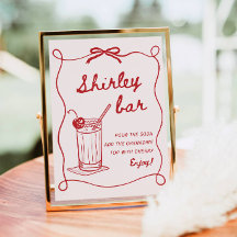 Sinal de Barra Shirley Temple Desenhado à Mão Impr