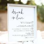 Poster Sinal de Bebado Minimalista do ADELLA no Love Bar<br><div class="desc">Este cartaz de menu de bebida de casamento "bebado no amor" impresso apresenta uma letra escrita à mão e um design minimalista moderno. Altere facilmente a fonte e a cor de fundo para corresponder ao seu evento. Isto é perfeito para um casamento, chá, chá de panela, festa de noivado ou...</div>