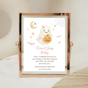 Poster Sinal de Bebê Não Diga Boo Pequeno Halloween Rosa