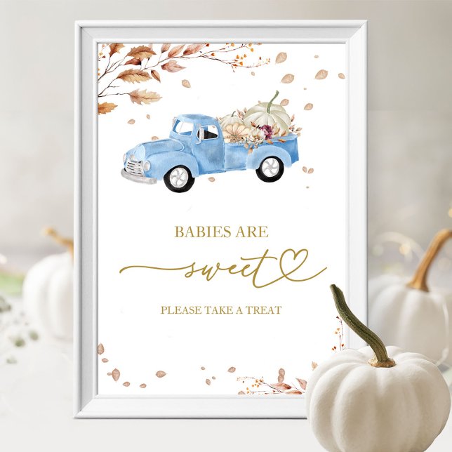 Poster Sinal de Bebês de Outono Menino Abóbora São Doce (Criador carregado)