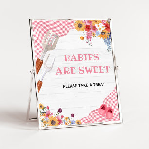 Poster Sinal de Bebês São Doces para Churrasco Rosa para