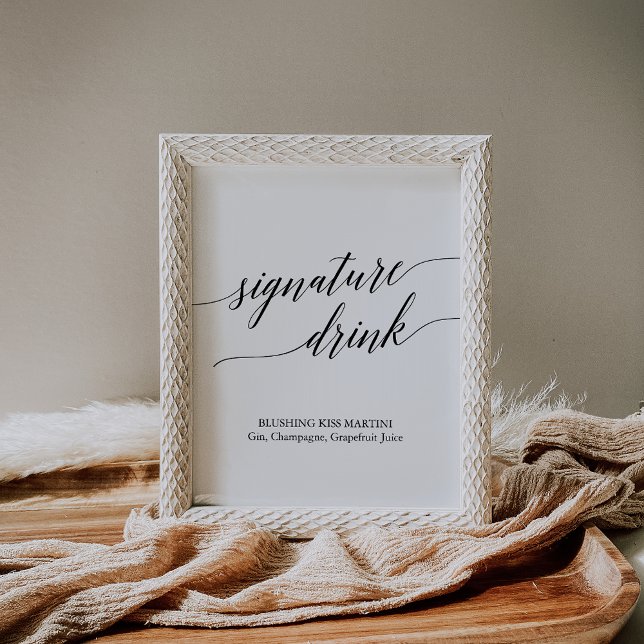 Poster Sinal de Bebida com Assinatura em Caligrafia Preta (Criador carregado)