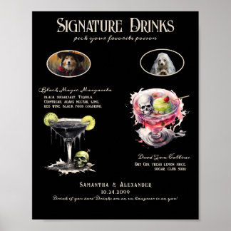 Poster Sinal de Bebida de Assinatura de Casamento Gótico 
